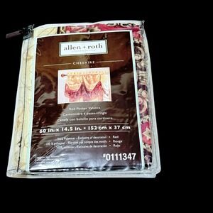 Allen + Roth Cheshire Rod Pocket Valance Red & Gold 60 In X 14.5in NEW